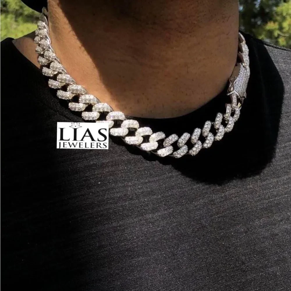 New 18 k white gold filled Cuban link chain